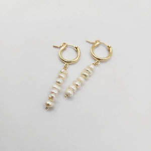 READY TO SHIP Freshwater Pearl Huggie Drop Earrings - 14k Gold Fill FJD$ - Adorn Pacific - 