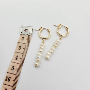 READY TO SHIP Freshwater Pearl Huggie Drop Earrings - 14k Gold Fill FJD$ - Adorn Pacific - 