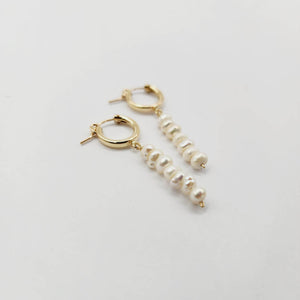 READY TO SHIP Freshwater Pearl Huggie Drop Earrings - 14k Gold Fill FJD$ - Adorn Pacific - 