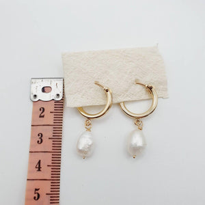 READY TO SHIP Freshwater Pearl Huggie Earrings - 14k Gold Fill FJD$ - Adorn Pacific - 