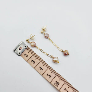 READY TO SHIP - Freshwater Pearl Stud Earrings with Chain Detail - 14k Gold Fill FJD$ - Adorn Pacific - Earrings