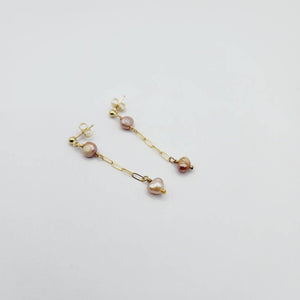 READY TO SHIP - Freshwater Pearl Stud Earrings with Chain Detail - 14k Gold Fill FJD$ - Adorn Pacific - Earrings