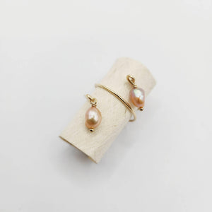 READY TO SHIP - Freshwater Pearl Twist Layer Ring - 14k Gold Fill FJD$ - Adorn Pacific - Rings