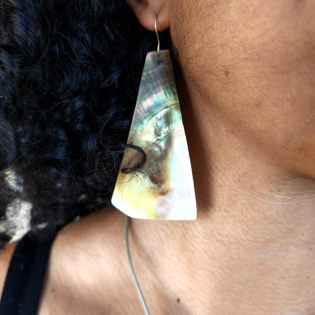 CONTACT US TO RECREATE THIS SOLD OUT STYLE Geometric Mother Of Pearl Earrings - 14k Gold Fill FJD$ - Adorn Pacific - Earrings