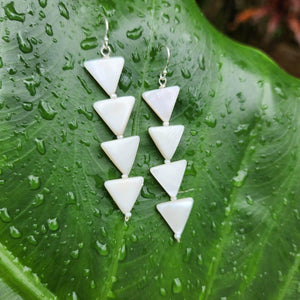 READY TO SHIP Geometric Mother of Pearl Earrings - 925 Sterling Silver FJD$ - Adorn Pacific - Earrings