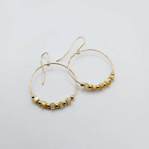 READY TO SHIP - Glass & Gold Bead Hoop Earrings - 14k Gold Fill FJD$ - Adorn Pacific - Earrings