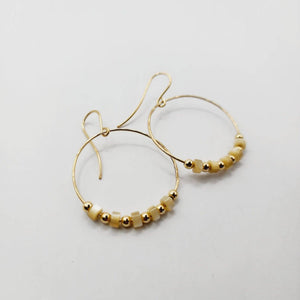 READY TO SHIP - Glass & Gold Bead Hoop Earrings - 14k Gold Fill FJD$ - Adorn Pacific - Earrings