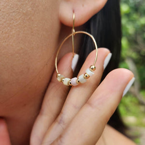 READY TO SHIP - Glass & Gold Bead Hoop Earrings - 14k Gold Fill FJD$ - Adorn Pacific - Earrings