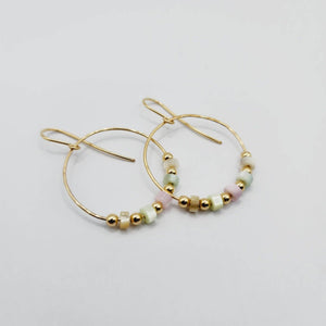 READY TO SHIP - Glass & Gold Bead Hoop Earrings - 14k Gold Fill FJD$ - Adorn Pacific - Earrings