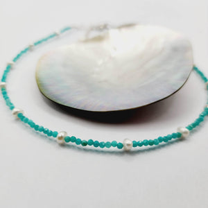 READY TO SHIP Glass Bead & Freshwater Pearl Choker Necklace - 925 Sterling Silver FJD$ - Adorn Pacific - Earrings