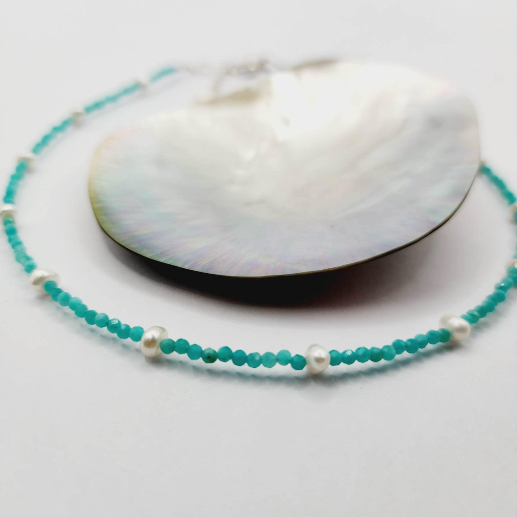 READY TO SHIP Glass Bead & Freshwater Pearl Choker Necklace - 925 Sterling Silver FJD$ - Adorn Pacific - Earrings