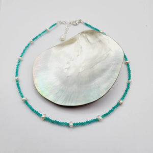 READY TO SHIP Glass Bead & Freshwater Pearl Choker Necklace - 925 Sterling Silver FJD$ - Adorn Pacific - Earrings