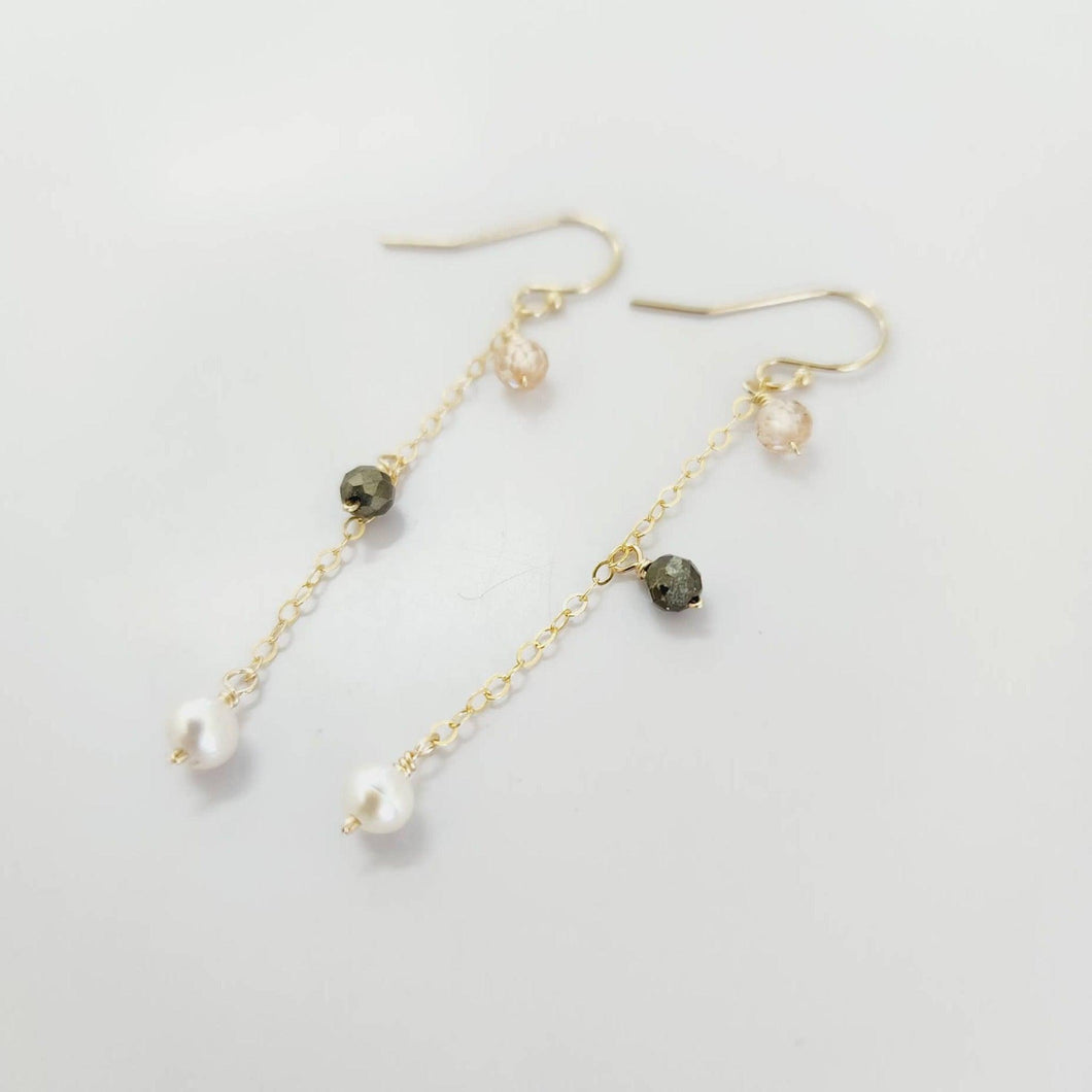 READY TO SHIP - Glass Bead & Pearl Drop Earrings - 14k Gold Fill FJD$ - Adorn Pacific - Earrings