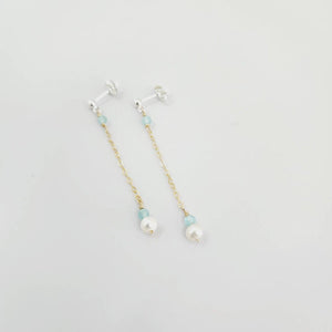 READY TO SHIP - Glass Bead & Pearl Stud Earrings - 14k Gold Fill & 925 Sterling Silver FJD$ - Adorn Pacific - Earrings