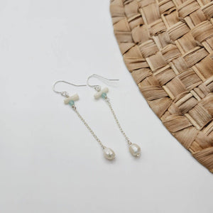 READY TO SHIP - Glass Bead, Coral & Pearl Earrings - 925 Sterling Silver FJD$ - Adorn Pacific - Earrings