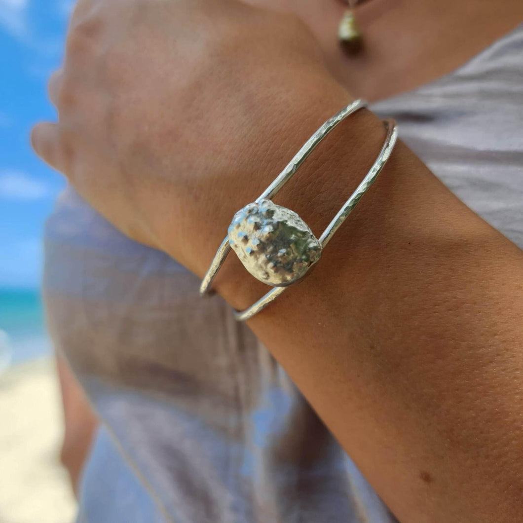 READY TO SHIP Hand-Cast Sea Urchin Bangle - 925 Sterling Silver FJD$ - Adorn Pacific - All Products