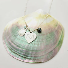 Load image into Gallery viewer, READY TO SHIP Heart Charm &amp; Keshi Pearl Necklace with Mermaid Shell and Glass Bead detail in 925 Sterling Silver - FJD$ - Adorn Pacific - All Products
