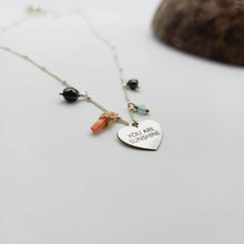 Load image into Gallery viewer, READY TO SHIP Heart Charm Necklace with Coral, Glass Bead and Keshi Pearl detail in 925 Sterling Silver - FJD$ - Adorn Pacific - All Products
