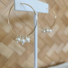 Load image into Gallery viewer, READY TO SHIP Hoop Earrings with Freshwater Pearls - 14k Gold Fill FJD$ - Adorn Pacific - Earrings
