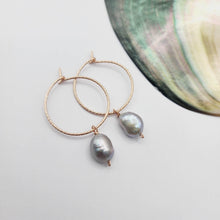 Load image into Gallery viewer, READY TO SHIP Hoop Earrings with Freshwater Pearls - 14k Rose Gold Fill FJD$ - Adorn Pacific - Earrings
