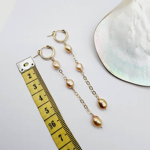 READY TO SHIP Huggie Drop Earrings with Freshwater Pearls - 14k Gold Fill FJD$ - Adorn Pacific - Earrings