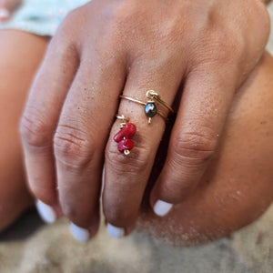 MADE TO ORDER - Keshi Pearl & Coral Twist Layer Ring - 14k Gold Fill FJD$ - Adorn Pacific - Rings