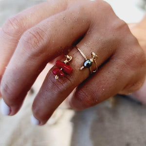 MADE TO ORDER - Keshi Pearl & Coral Twist Layer Ring - 14k Gold Fill FJD$ - Adorn Pacific - Rings