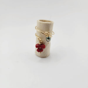 MADE TO ORDER - Keshi Pearl & Coral Twist Layer Ring - 14k Gold Fill FJD$ - Adorn Pacific - Rings