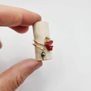 MADE TO ORDER - Keshi Pearl & Coral Twist Layer Ring - 14k Gold Fill FJD$ - Adorn Pacific - Rings