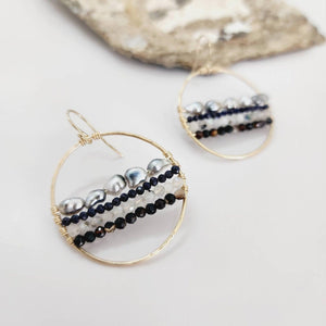 READY TO SHIP - Keshi Pearl & Glass Beads Hoop Earrings - 14k Gold Fill FJD$ - Adorn Pacific - Earrings