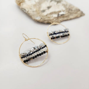 READY TO SHIP - Keshi Pearl & Glass Beads Hoop Earrings - 14k Gold Fill FJD$ - Adorn Pacific - Earrings
