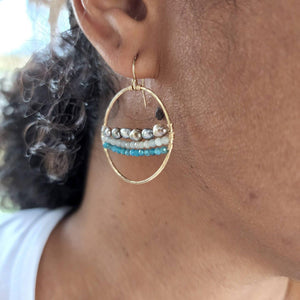 READY TO SHIP - Keshi Pearl & Glass Beads Hoop Earrings - 14k Gold Fill FJD$ - Adorn Pacific - Earrings