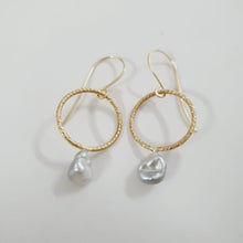 Load image into Gallery viewer, READY TO SHIP - Keshi Pearl Earrings - 14k Textured Gold Fill FJD$ - Adorn Pacific - Earrings
