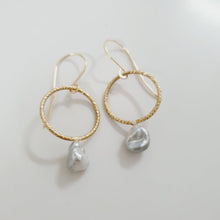 Load image into Gallery viewer, READY TO SHIP - Keshi Pearl Earrings - 14k Textured Gold Fill FJD$ - Adorn Pacific - Earrings
