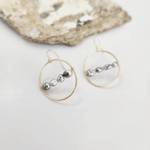 READY TO SHIP - Keshi Pearl Hoop Earrings - 14k Gold Fill FJD$ - Adorn Pacific - Earrings