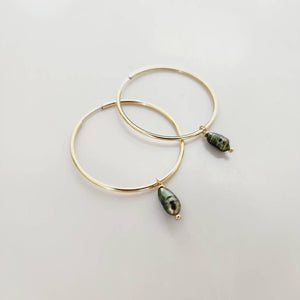 CONTACT US TO RECREATE THIS SOLD OUT STYLE Keshi Pearl Infinity Hoop Earrings - 14k Gold Fill FJD$ - Adorn Pacific - Earrings