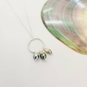 READY TO SHIP Keshi Pearl Necklace with Circle Detail in 925 Sterling Silver - FJD$ - Adorn Pacific - All Products