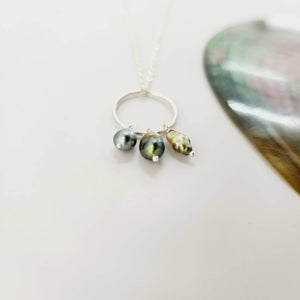 READY TO SHIP Keshi Pearl Necklace with Circle Detail in 925 Sterling Silver - FJD$ - Adorn Pacific - All Products