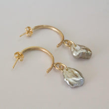 Load image into Gallery viewer, READY TO SHIP - Keshi Pearl Semi Hoop Earrings - 14k Gold Fill FJD$ - Adorn Pacific - Earrings
