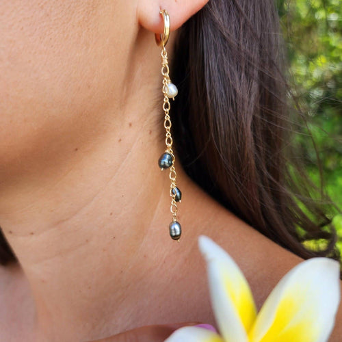 READY TO SHIP - Keshi Pearl Waterfall Drop Earrings - 14k Gold Fill FJD$ - Adorn Pacific - Earrings