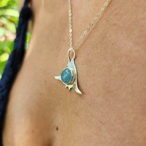 CONTACT US TO RECREATE THIS SOLD OUT STYLE Manta Gemstone Necklace in 925 Sterling Silver & Aquamarine - FJD$ - Adorn Pacific - All Products