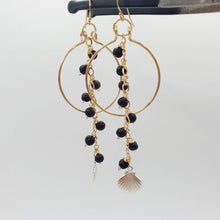 Load image into Gallery viewer, READY TO SHIP Mermaid Charms &amp; Lava Stones Earrings - 14k Gold Fill FJD$ - Adorn Pacific - 
