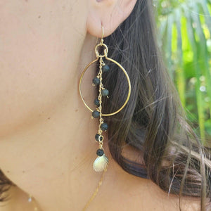 READY TO SHIP Mermaid Charms & Lava Stones Earrings - 14k Gold Fill FJD$ - Adorn Pacific - 