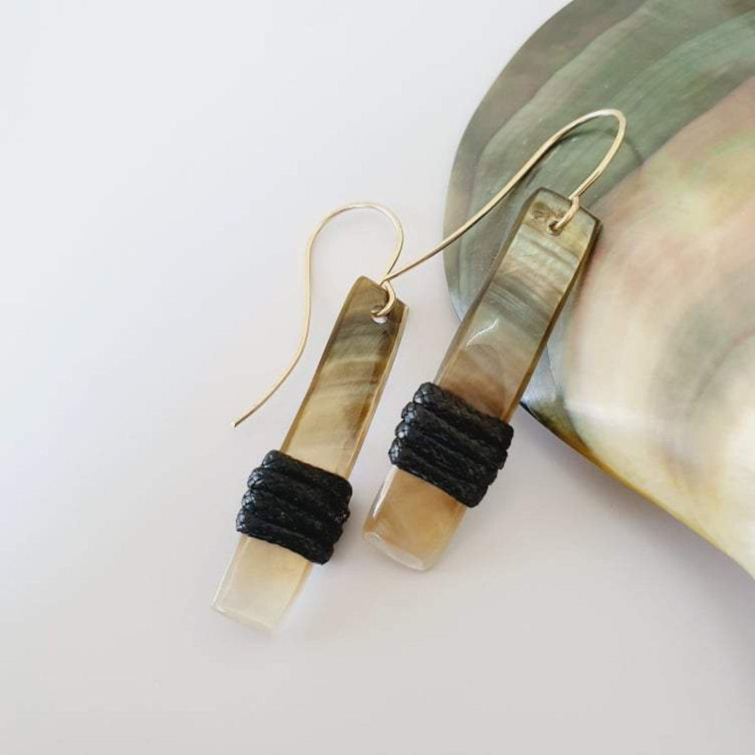 CONTACT US TO RECREATE THIS SOLD OUT STYLE Mother of Pearl Earrings with Wax Cord detail - 925 Sterling Silver or 14k Gold Fill FJD$ - Adorn Pacific - Earrings