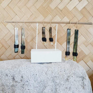 CONTACT US TO RECREATE THIS SOLD OUT STYLE Mother of Pearl Earrings with Wax Cord detail - 925 Sterling Silver or 14k Gold Fill FJD$ - Adorn Pacific - Earrings