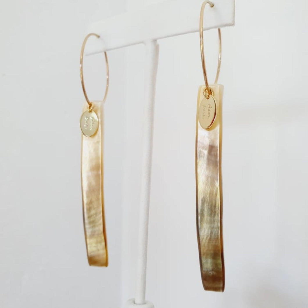 CONTACT US TO RECREATE THIS SOLD OUT STYLE Mother of Pearl Golden Shell Hoop Earring - 14k Gold Filled FJD$ - Adorn Pacific - All Products