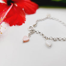 Load image into Gallery viewer, READY TO SHIP Mother of Pearl Heart Charm Bracelet - 925 Sterling Silver FJD$ - Adorn Pacific - Necklaces
