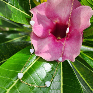 READY TO SHIP Mother of Pearl Heart Charm Necklace - 14k Gold Fill FJD$ - Adorn Pacific - Necklaces