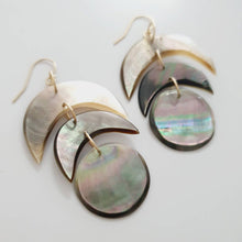 Load image into Gallery viewer, READY TO SHIP Mother of Pearl Moon Phase Earrings - 14k Gold Fill FJD$ - Adorn Pacific - Earrings
