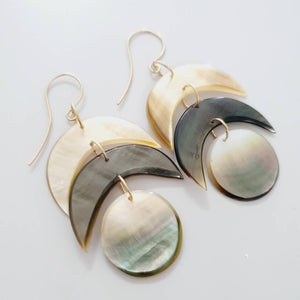 READY TO SHIP Mother of Pearl Moon Phase Earrings - 14k Gold Fill FJD$ - Adorn Pacific - Earrings